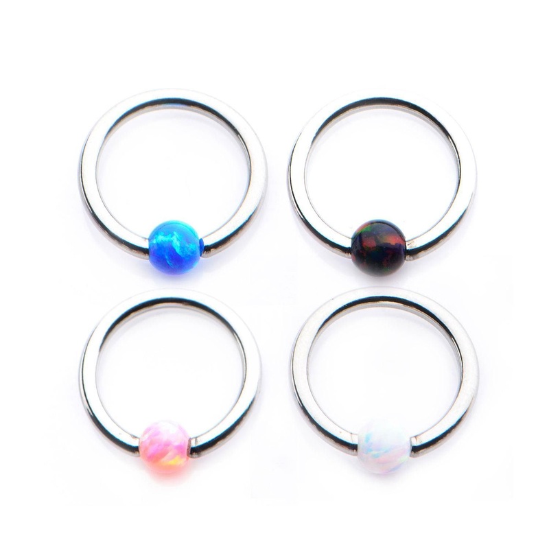 3mm Opal Captive Bead Ring 14G (1.6mm) Inner Diameter: 7/16″ (11.2mm) Black Opal