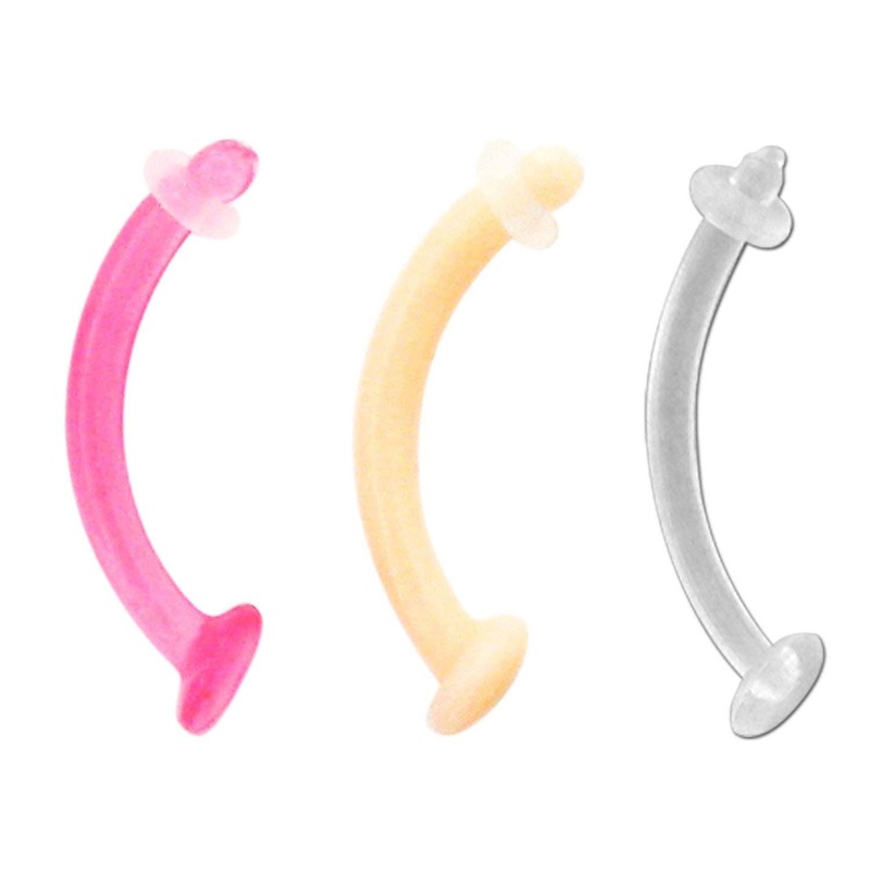 Curve Flexible Curved Retainer – 1 Piece 14G (1.6mm) Length : 7/16″ (11.2mm) Clear