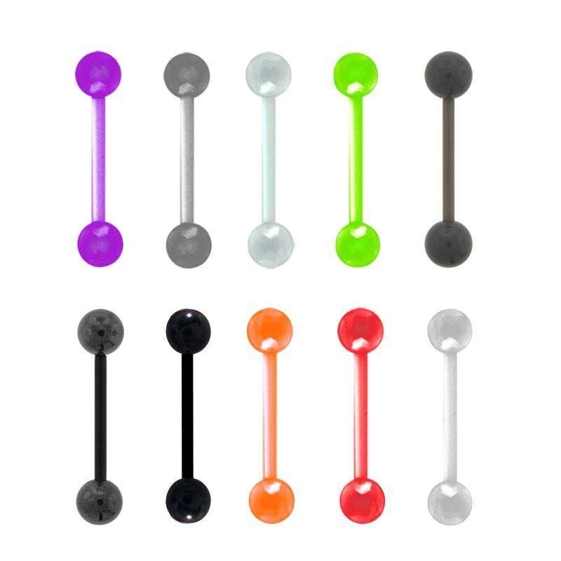 Flexible Shafts Tongue Barbell 14G (1.6mm) Length: 5/8″ (16mm) Clear
