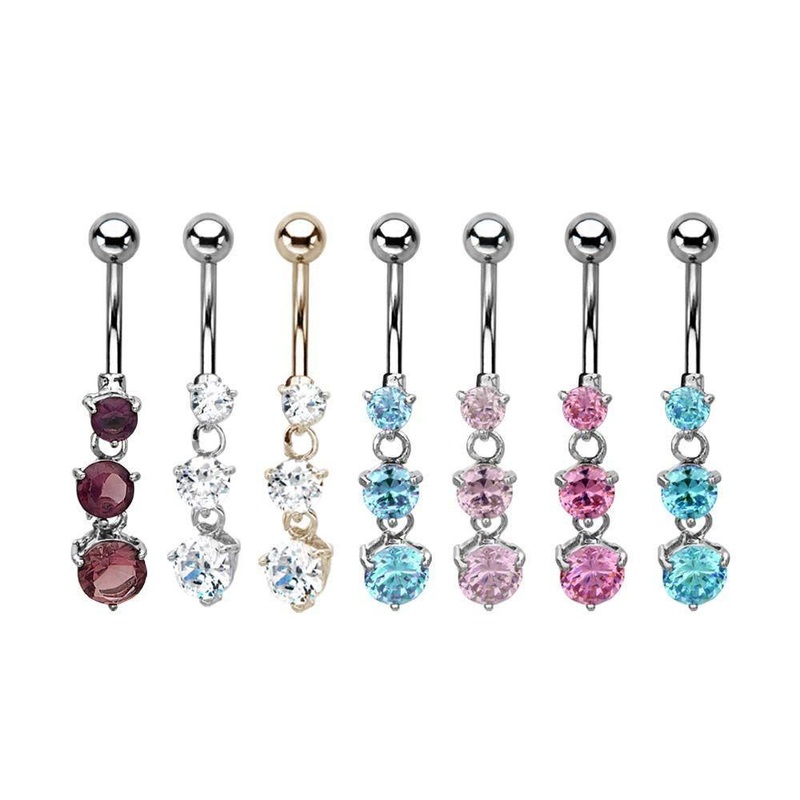 14g 7/16 Dangle Belly Ring trPlatedle gem dangle charm 14G (1.6mm) Length: 7/16″ (11.2mm) Clear