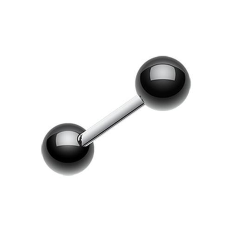Black PVD Ball Top Tongue Barbell 14G (1.6mm) Length: 5/8″ (16mm) | Ball-Size: 1/4″ (6mm)