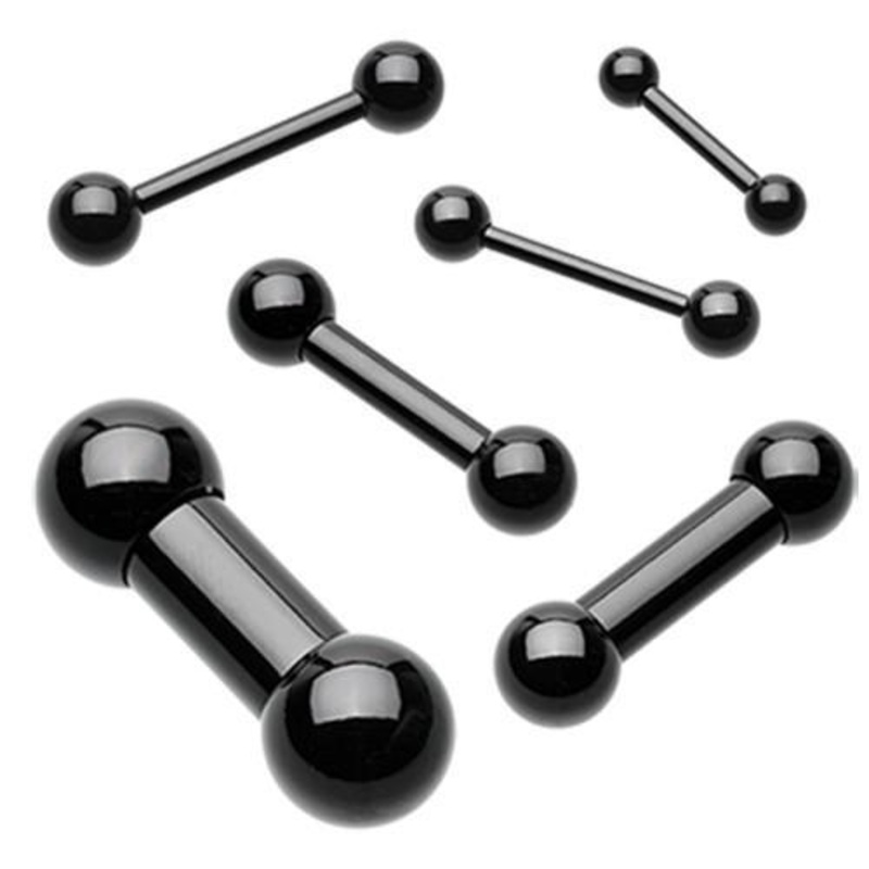 Black Straight Barbell – 1 Piece 0G (8mm) Length: 5/8″ (16mm) | Ball-Size: 1/2″ (12.7mm) Black