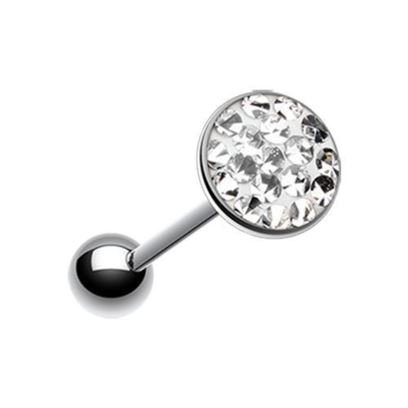 Clear Multi-Sprinkle Dot Multi Gem Barbell Tongue Ring 14G (1.6mm) Length: 5/8″ (16mm) | Ball-Size: 5/16″ (8mm)