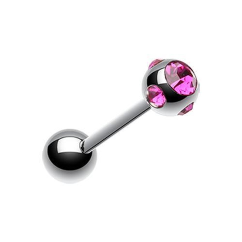 Fuchsia Aurora Gem Ball Barbell Tongue Ring 14G (1.6mm) Length: 5/8″ (16mm) | Ball-Size: 3/16″ (5mm)