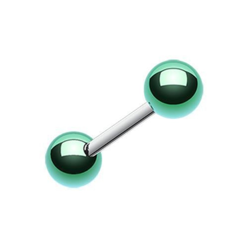 Green Ball Top Straight Barbell 14G (1.6mm) Length: 5/8″ (16mm) | Ball-Size: 1/4″ (6mm)