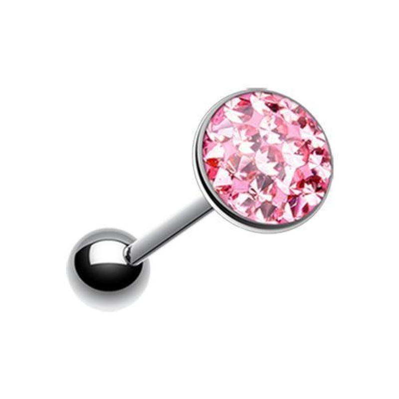 Pink Multi-Sprinkle Dot Multi Gem Barbell Tongue Ring 14G (1.6mm) Length: 5/8″ (16mm) | Ball-Size: 5/16″ (8mm)