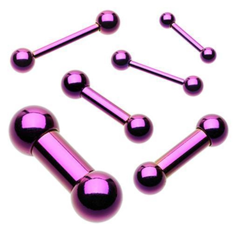 Purple Straight Barbell – 1 Piece 0G (8mm) Length: 5/8″ (16mm) | Ball-Size: 1/2″ (12.7mm) Purple