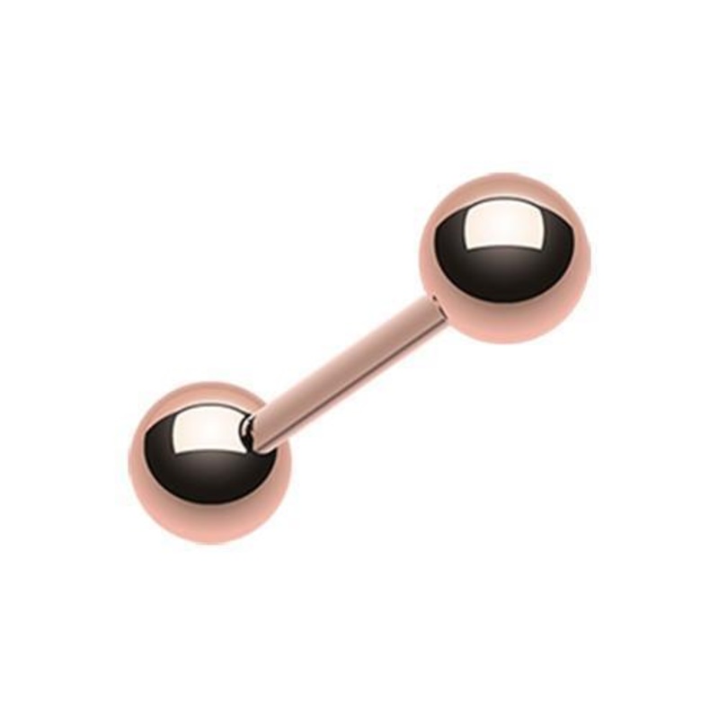Rose Gold Plated Straight Barbell 14G (1.6mm) Length: 3/4″ (19mm) | Ball-Size: 3/16″ (5mm)