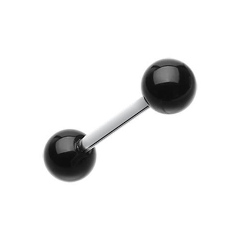 Black UV Acrylic Barbell Tongue Ring 14G (1.6mm) Length: 5/8″ (16mm) | Ball-Size: 1/4″ (6mm)