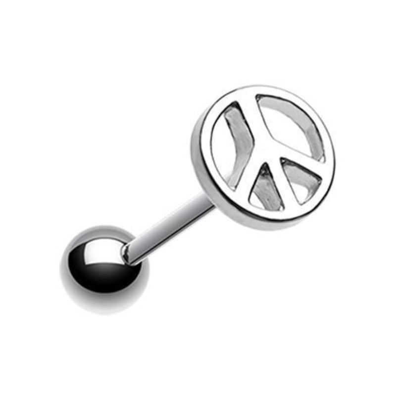 Classic Peace Top Tongue Barbell 14G (1.6mm) Length: 5/8″ (16mm)