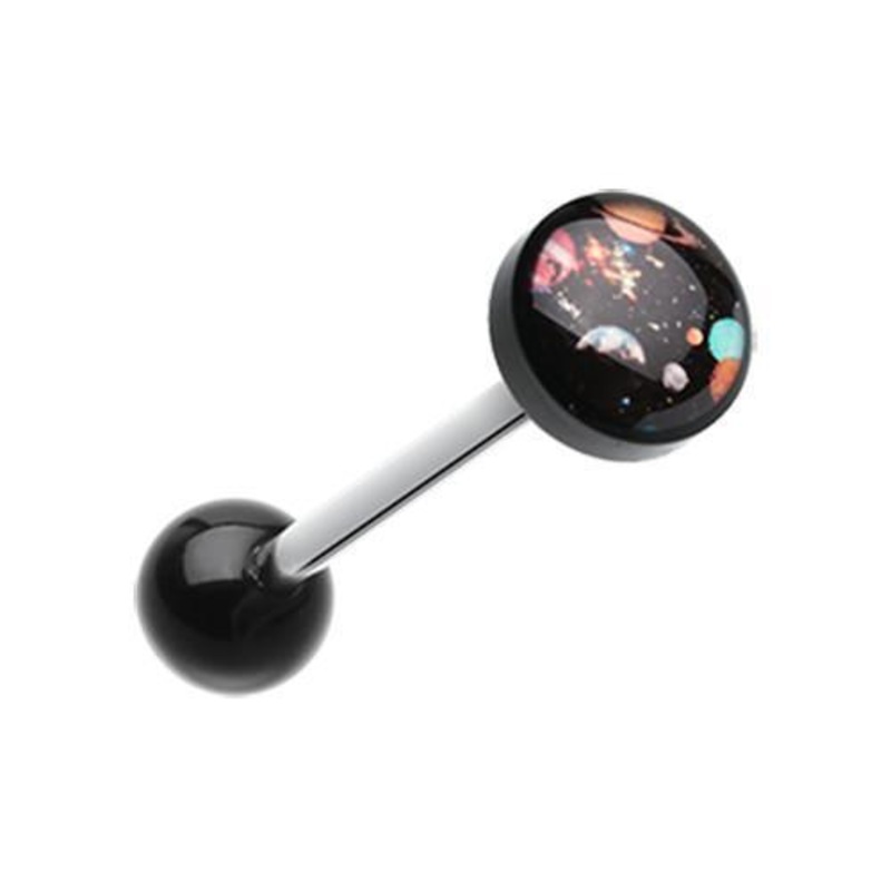 Galaxy Daze Logo Acrylic Barbell Tongue Ring 14G (1.6mm) Length: 5/8″ (16mm) | Ball-Size: 5/16″ (8mm)