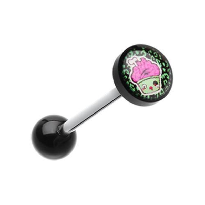 Zombie Cupcake Logo Acrylic Barbell Tongue Ring 14G (1.6mm) Length: 5/8″ (16mm) | Ball-Size: 5/16″ (8mm)