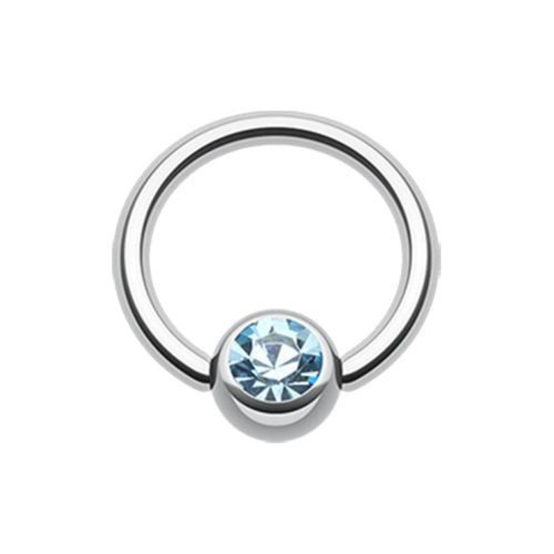 Aqua Gem Ball Captive Bead Ring 14G (1.6mm) Inner Diameter: 1/2″ (12.7mm) | Ball-Size: 1/4″ (6mm)