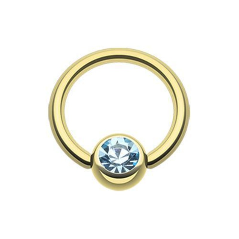 Aqua Gold Gem Ball Captive Bead Ring 14G (1.6mm) Inner Diameter: 1/2″ (12.7mm) | Ball-Size: 1/4″ (6mm)