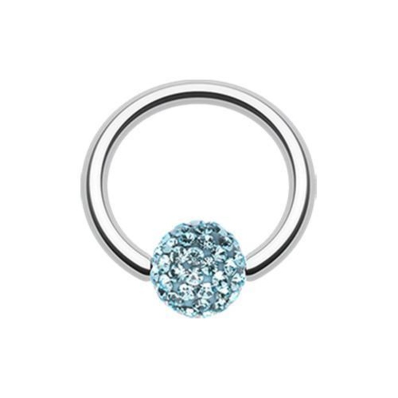 Aqua Multi-Sprinkle Dot Multi Gem Captive Bead Ring 14G (1.6mm) Inner Diameter: 3/8″ (10mm) | Ball-Size: 3/16″ (5mm)