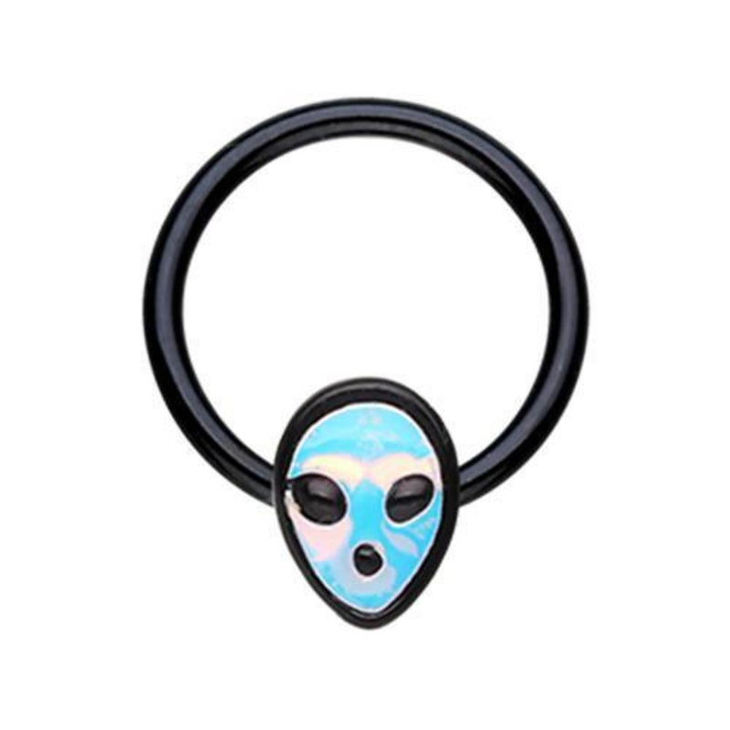 Black Alien Revo Head Captive Bead Ring 16G (1.2mm) Inner Diameter: 3/8″ (10mm)