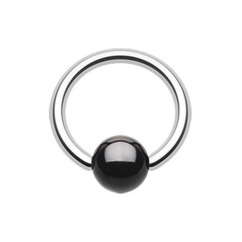 Black Ball End Captive Bead Ring 14G (1.6mm) Inner Diameter: 1/2″ (12.7mm) | Ball-Size: 1/4″ (6mm)
