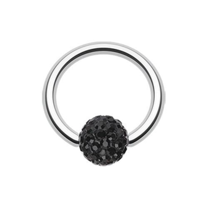 Black Multi-Sprinkle Dot Multi Gem Captive Bead Ring 14G (1.6mm) Inner Diameter: 3/8″ (10mm) | Ball-Size: 3/16″ (5mm)