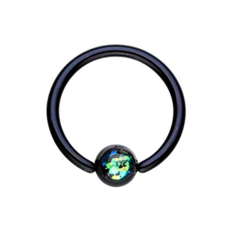 Black Opal Ball Steel Captive Bead Ring 16G (1.2mm) Inner Diameter: 3/8″ (10mm) | Ball-Size: 5/32″ (4mm)