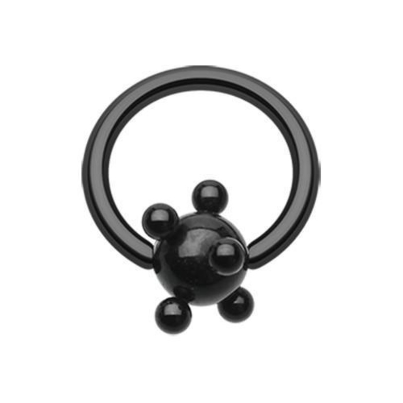 Black Studded Ball Captive Bead Ring 14G (1.6mm) Inner Diameter: 1/2″ (12.7mm) | Ball-Size: 3/16″ (5mm)