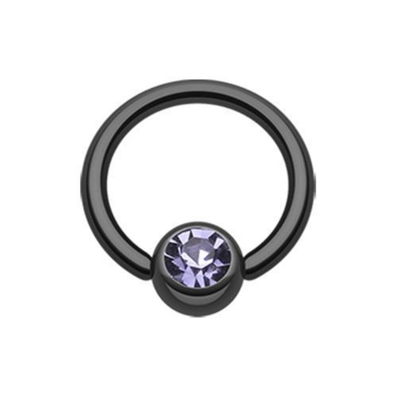 Black/Tanzanite Gem Ball Captive Bead Ring 14G (1.6mm) Inner Diameter: 1/2″ (12.7mm) | Ball-Size: 1/4″ (6mm)