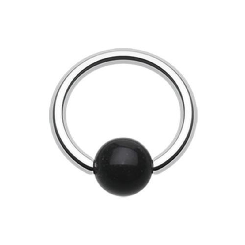 Black UV Acrylic Ball Top Captive Bead Ring 14G (1.6mm) Inner Diameter: 1/2″ (12.7mm) | Ball-Size: 1/4″ (6mm)