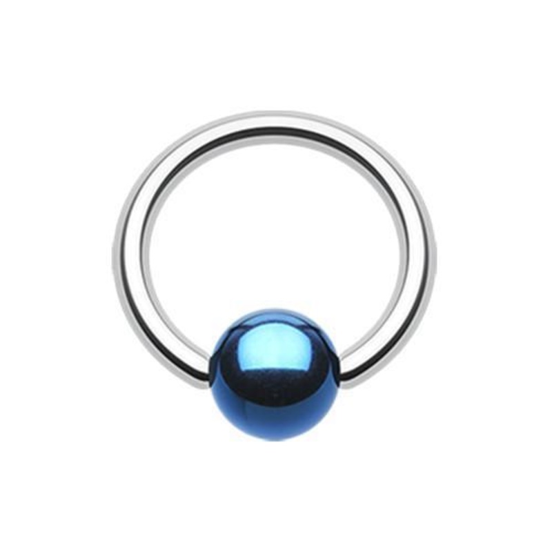Blue Ball Ends Steel Captive Bead Ring 14G (1.6mm) Inner Diameter: 1/2″ (12.7mm) | Ball-Size: 1/4″ (6mm)
