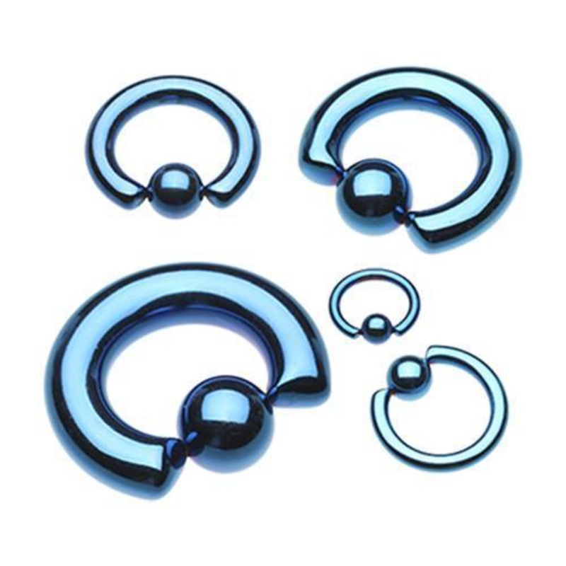 Blue Captive Bead Ring 0G (8mm) Inner Diameter: 3/4″ (19mm) | Ball-Size: 1/2″ (12.7mm)