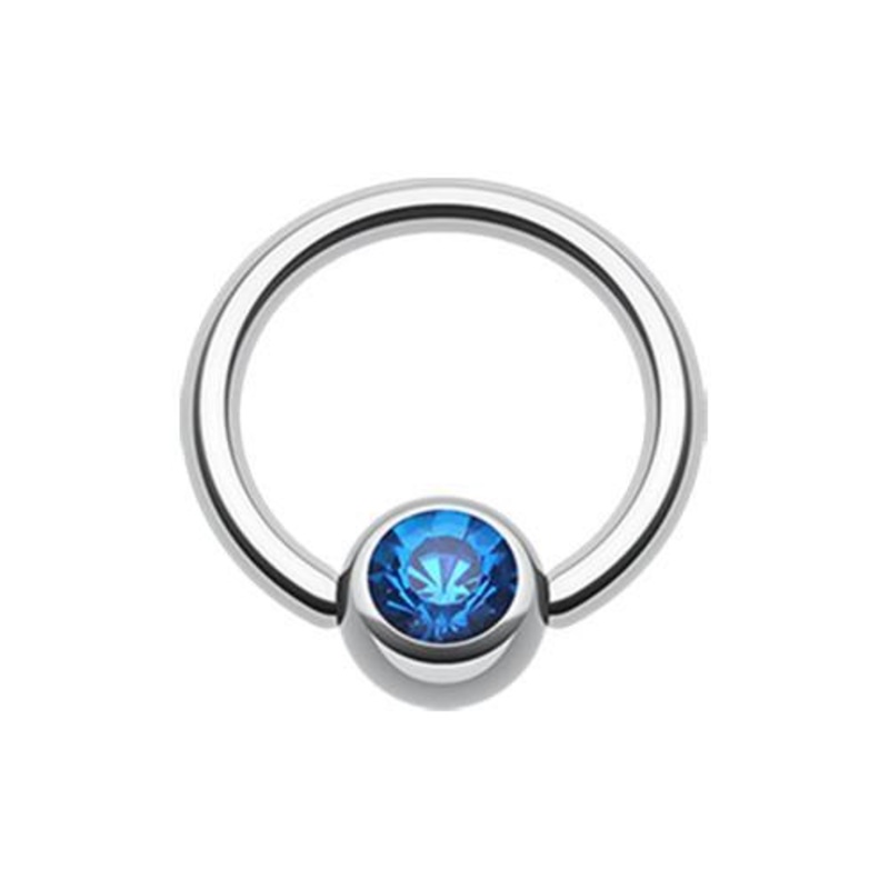 Blue Gem Ball Captive Bead Ring 14G (1.6mm) Inner Diameter: 1/2″ (12.7mm) | Ball-Size: 1/4″ (6mm)