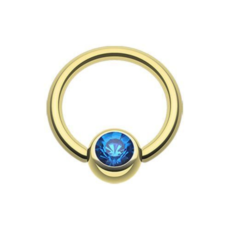 Blue Gold Gem Ball Captive Bead Ring 14G (1.6mm) Inner Diameter: 1/2″ (12.7mm) | Ball-Size: 1/4″ (6mm)