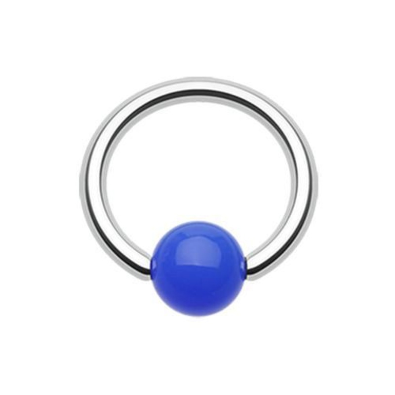 Blue Neon Acrylic Ball Top Captive Bead Ring 14G (1.6mm) Inner Diameter: 3/8″ (10mm) | Ball-Size: 3/16″ (5mm)