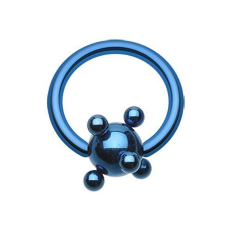 Blue Studded Ball Captive Bead Ring 14G (1.6mm) Inner Diameter: 1/2″ (12.7mm) | Ball-Size: 3/16″ (5mm)
