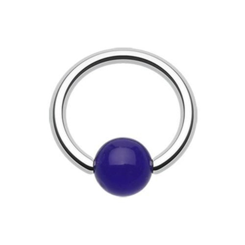 Blue UV Acrylic Ball Top Captive Bead Ring 14G (1.6mm) Inner Diameter: 1/2″ (12.7mm) | Ball-Size: 1/4″ (6mm)