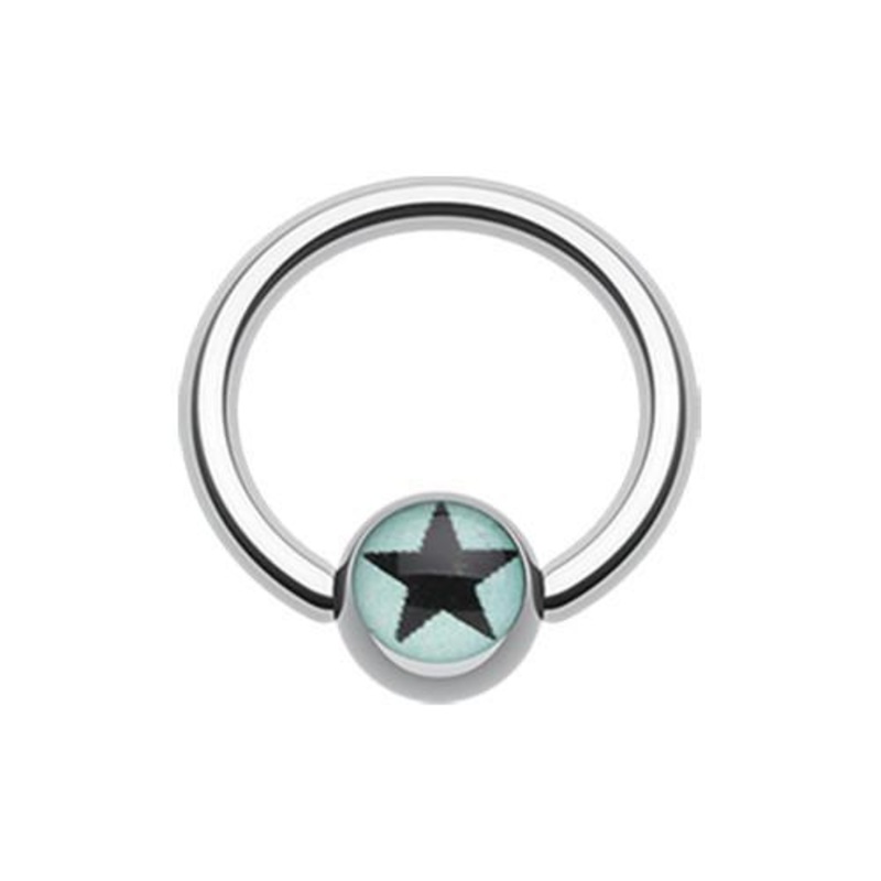 Blue Vivid Star Logo Ball Captive Bead Ring 14G (1.6mm) Inner Diameter: 7/16″ (11mm) | Ball-Size: 1/4″ (6mm)
