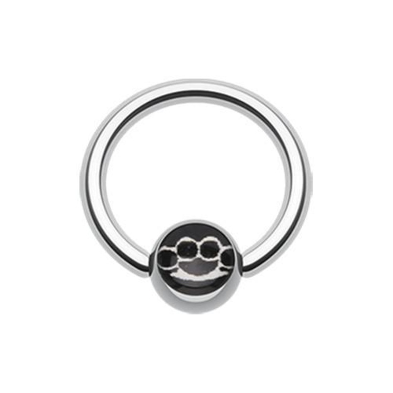 Brassknuckle Logo Ball Captive Bead Ring 14G (1.6mm) Inner Diameter: 7/16″ (11mm) | Ball-Size: 1/4″ (6mm)