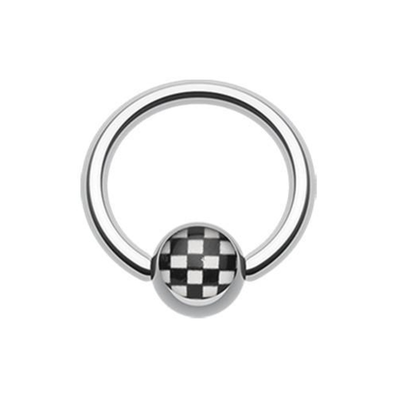 Checker Ball Logo Ball Captive Bead Ring 14G (1.6mm) Inner Diameter: 7/16″ (11mm) | Ball-Size: 1/4″ (6mm)