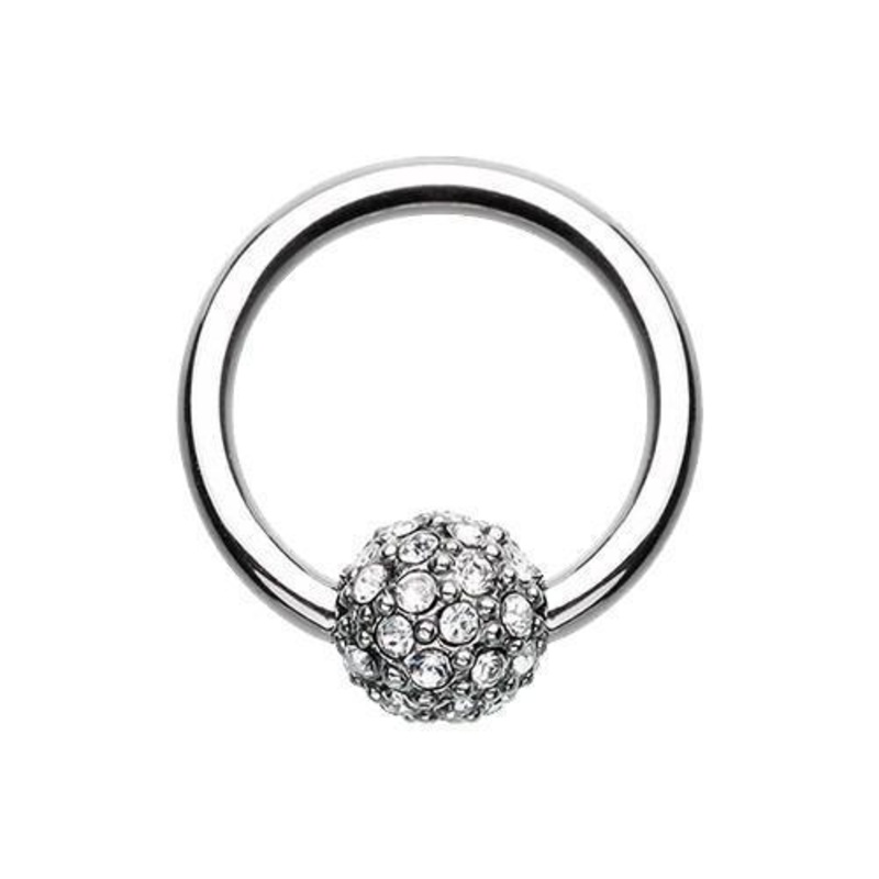 Clear Full Dome Pave Captive Bead Ring 14G (1.6mm) Inner Diameter: 3/8″ (10mm) | Ball-Size: 3/16″ (5mm)