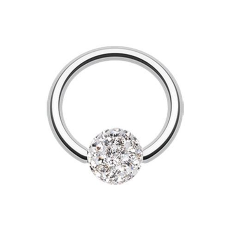 Clear Multi-Sprinkle Dot Multi Gem Captive Bead Ring 14G (1.6mm) Inner Diameter: 3/8″ (10mm) | Ball-Size: 3/16″ (5mm)