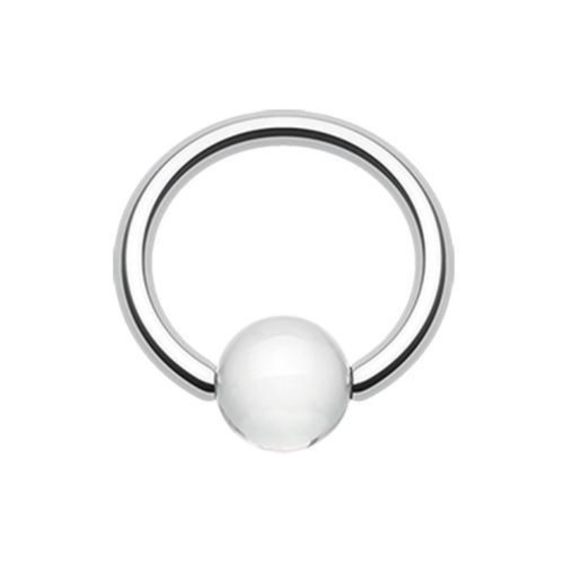 Clear UV Acrylic Ball Top Captive Bead Ring 14G (1.6mm) Inner Diameter: 1/2″ (12.7mm) | Ball-Size: 1/4″ (6mm)