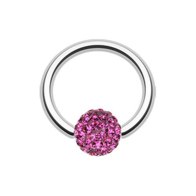 Fuchsia Multi-Sprinkle Dot Multi Gem Captive Bead Ring 14G (1.6mm) Inner Diameter: 3/8″ (10mm) | Ball-Size: 3/16″ (5mm)