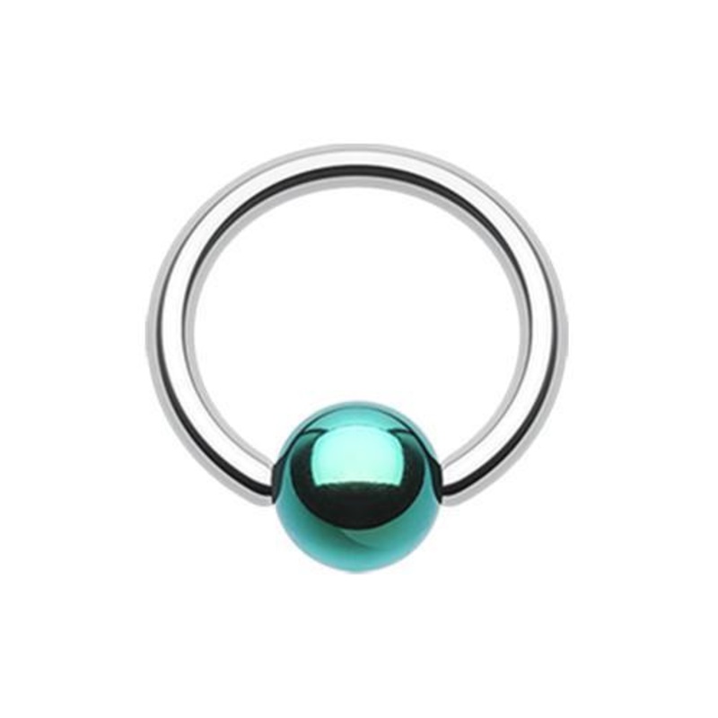 Green Ball Ends Captive Bead Ring 14G (1.6mm) Inner Diameter: 1/2″ (12.7mm) | Ball-Size: 1/4″ (6mm)