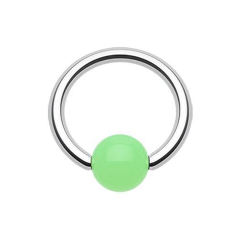 Green Neon Acrylic Ball Top Captive Bead Ring 14G (1.6mm) Inner Diameter: 3/8″ (10mm) | Ball-Size: 3/16″ (5mm)