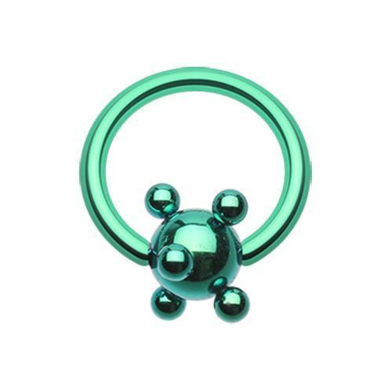 Green Studded Ball Captive Bead Ring 14G (1.6mm) Inner Diameter: 1/2″ (12.7mm) | Ball-Size: 3/16″ (5mm)
