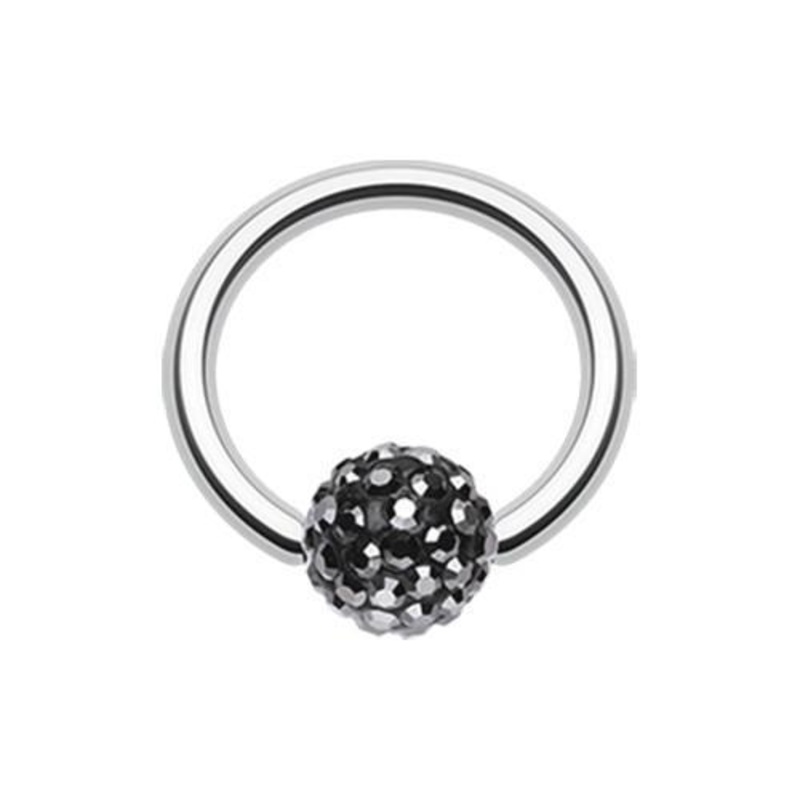 Hematite Multi-Sprinkle Dot Multi Gem Captive Bead Ring 14G (1.6mm) Inner Diameter: 3/8″ (10mm) | Ball-Size: 3/16″ (5mm)
