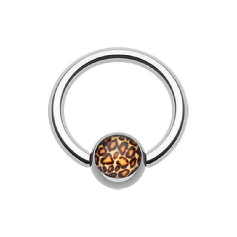 Leopard Print Logo Ball Captive Bead Ring 14G (1.6mm) Inner Diameter: 7/16″ (11mm) | Ball-Size: 1/4″ (6mm)