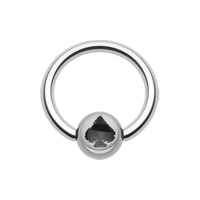 Lucky Spade Logo Ball Captive Bead Ring 14G (1.6mm) Inner Diameter: 7/16″ (11mm) | Ball-Size: 1/4″ (6mm)