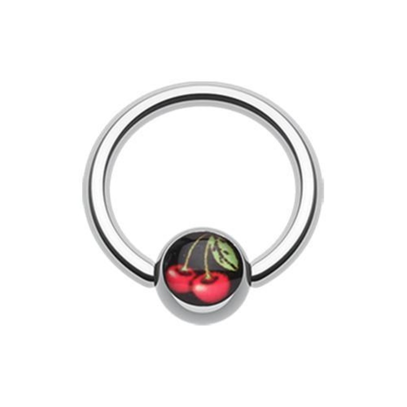 Luscious Cherry Logo Ball Captive Bead Ring 14G (1.6mm) Inner Diameter: 7/16″ (11mm) | Ball-Size: 1/4″ (6mm)