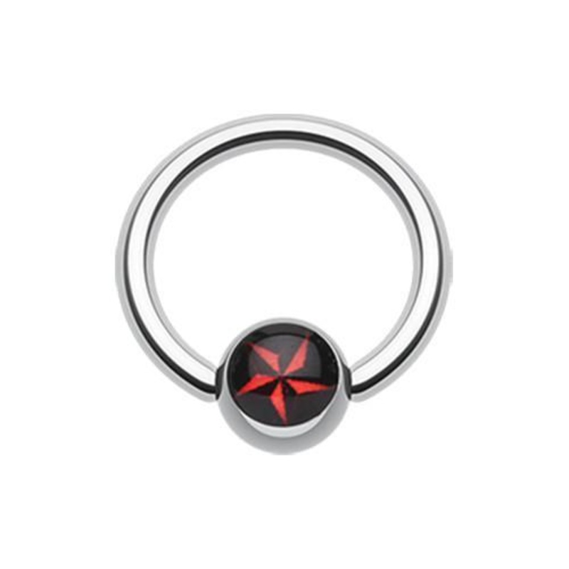 Nautical Star Logo Ball Captive Bead Ring 14G (1.6mm) Inner Diameter: 7/16″ (11mm) | Ball-Size: 1/4″ (6mm)