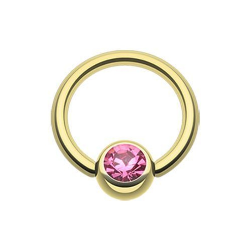 Pink Gold Gem Ball Captive Bead Ring 14G (1.6mm) Inner Diameter: 1/2″ (12.7mm) | Ball-Size: 1/4″ (6mm)