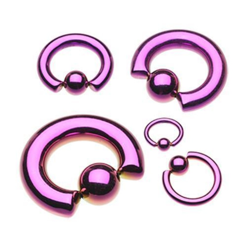Purple Captive Bead Ring 0G (8mm) Inner Diameter: 3/4″ (19mm) | Ball-Size: 1/2″ (12.7mm)